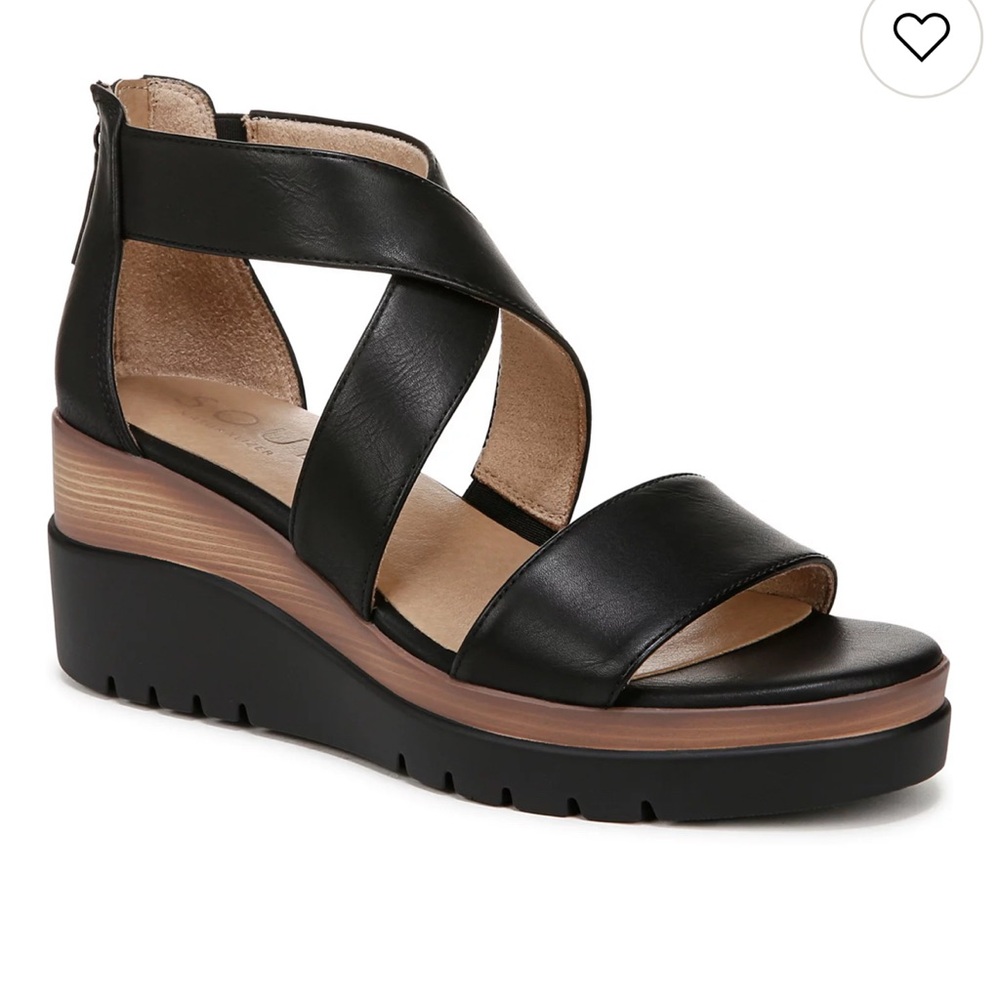 Black Strappy Wedge Sandals - Size 10